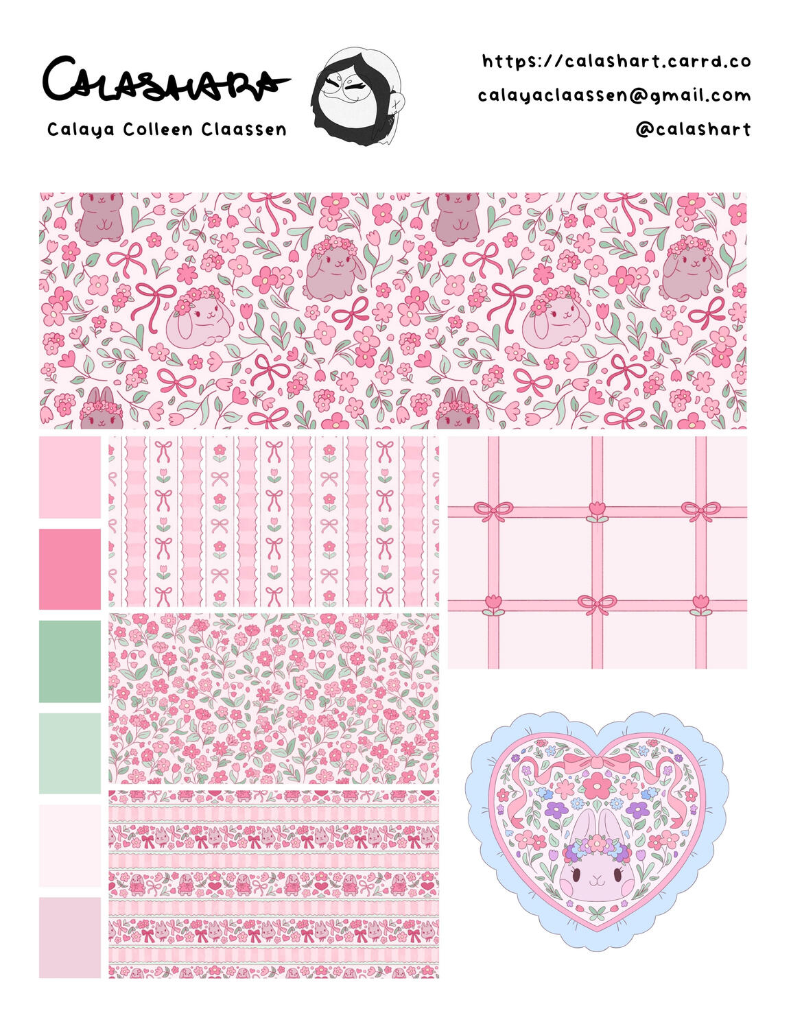 Flowers & Bunnies: Pink Flowers & Bunnies: Pink