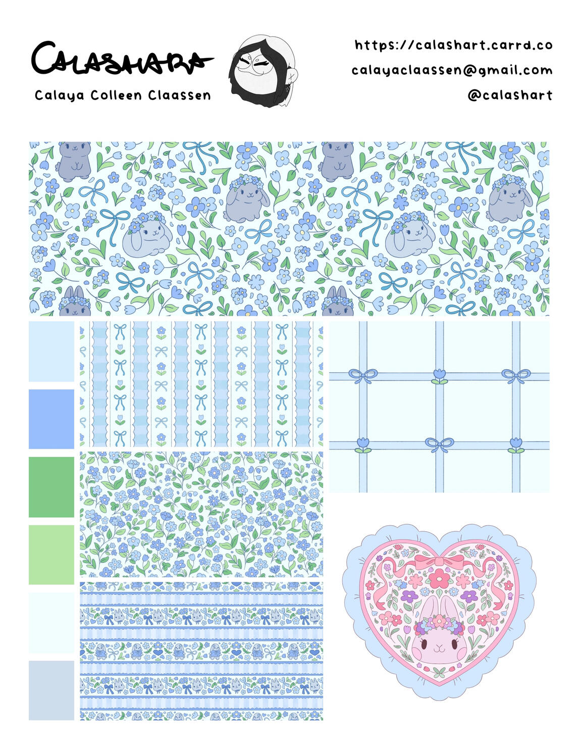 Flowers & Bunnies: Blue Flowers & Bunnies: Blue